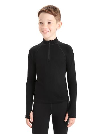 Black Icebreaker Merino 260 Tech Half Zip Thermal Top Kids' Long Sleeve | AU 1941FDNM